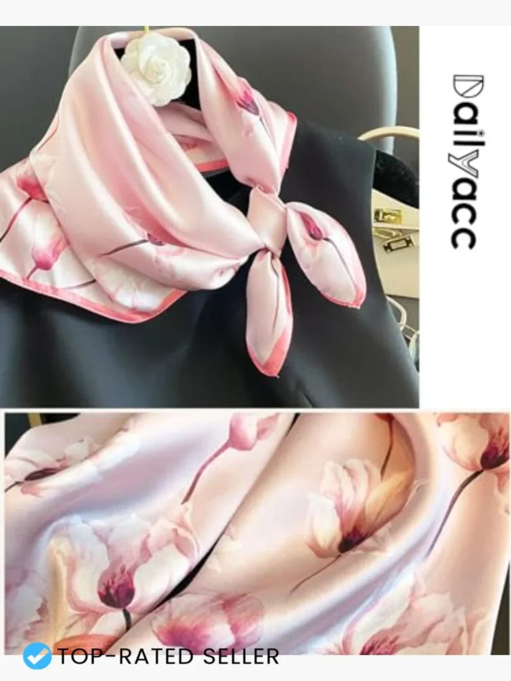 Lightweight Fashion Silk Satin Head Scarf Y2K Chic Neck Scarf Handbag Accessory